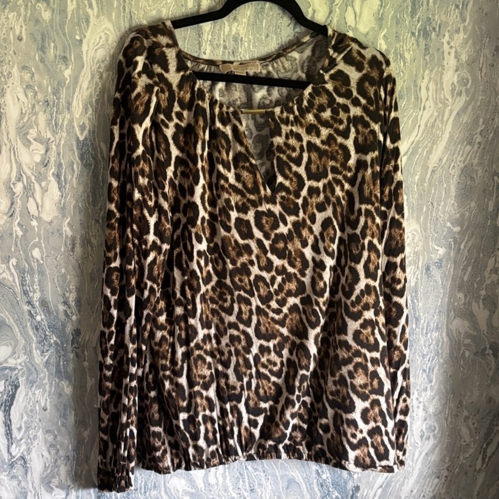 Michael Kors Brown Leopard Print Blouse